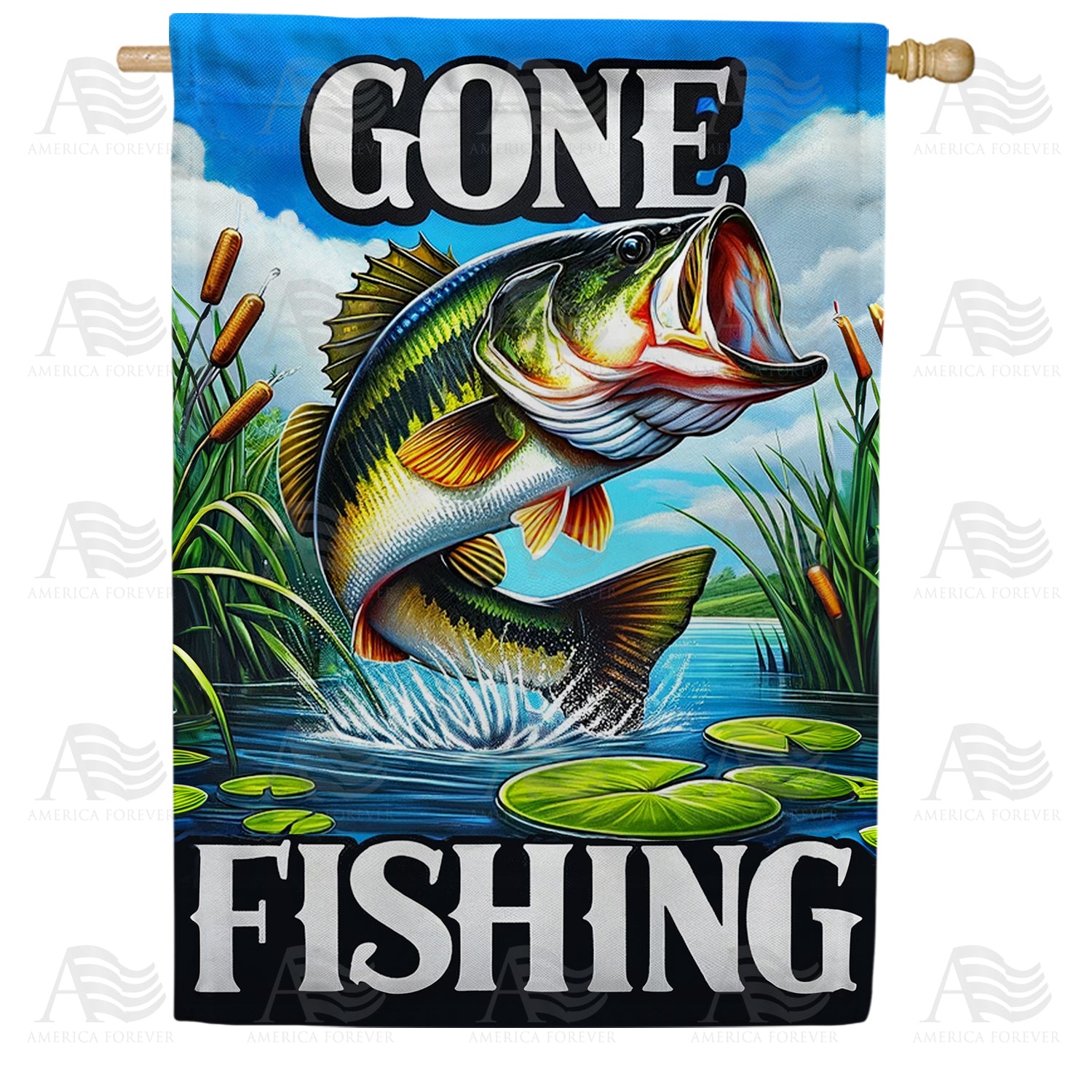 Lively Bass Fishing Adventure Double Sided House Flag