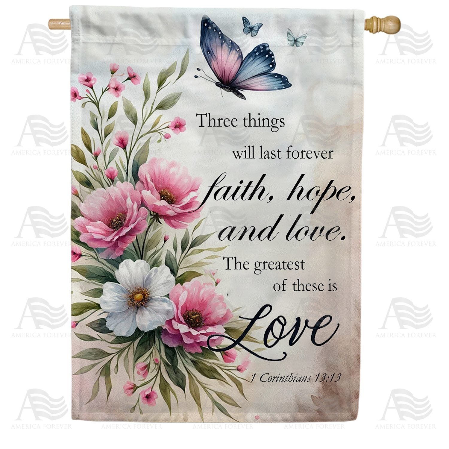 Butterflies and Blooms Love Verse Double Sided House Flag