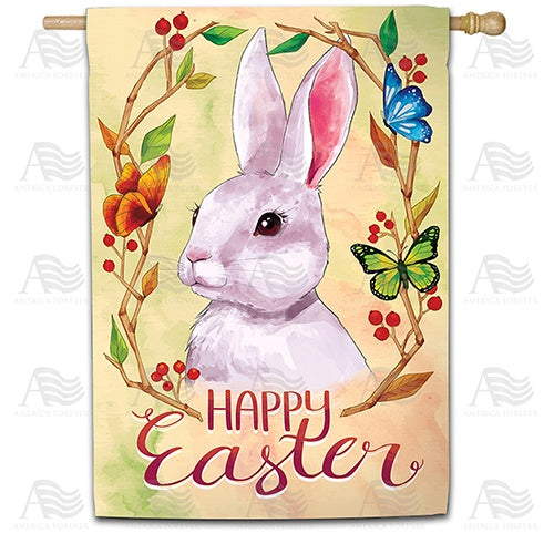 Watercolor Easter Bunny Double Sided House Flag