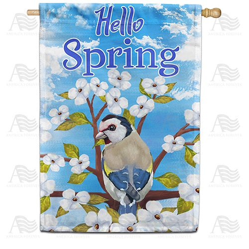 Hello Spring Bluebird Double Sided House Flag