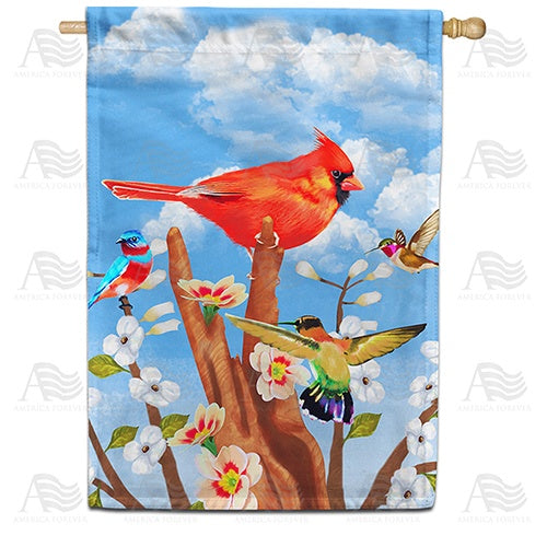 Red Spring Cardinal Double Sided House Flag