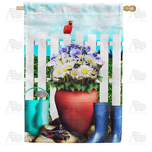 Planting Flowers Double Sided House Flag