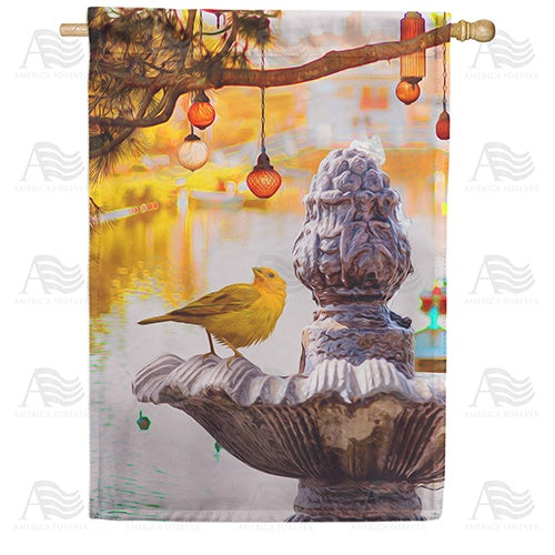 Yellow Summer Tanager Double Sided House Flag