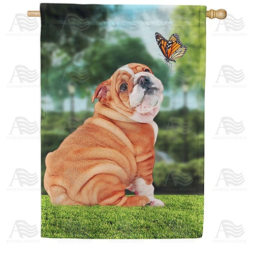 Bulldog's Butterfly Fascination Double Sided House Flag