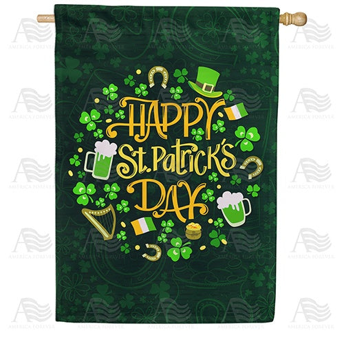 St. Patrick's Day Emblems Double Sided House Flag