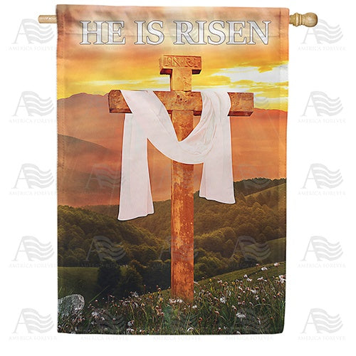 He Is Risen Easter Cross Double Sided House Flag