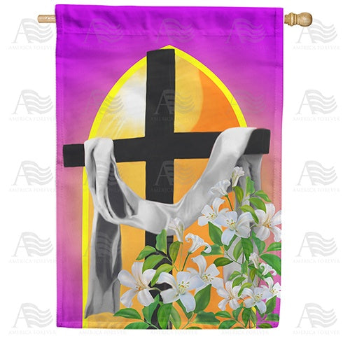 America Forever Cross And Lilies Double Sided House Flag