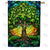 Tree Of Life Stained Glass Double Sided House Flag