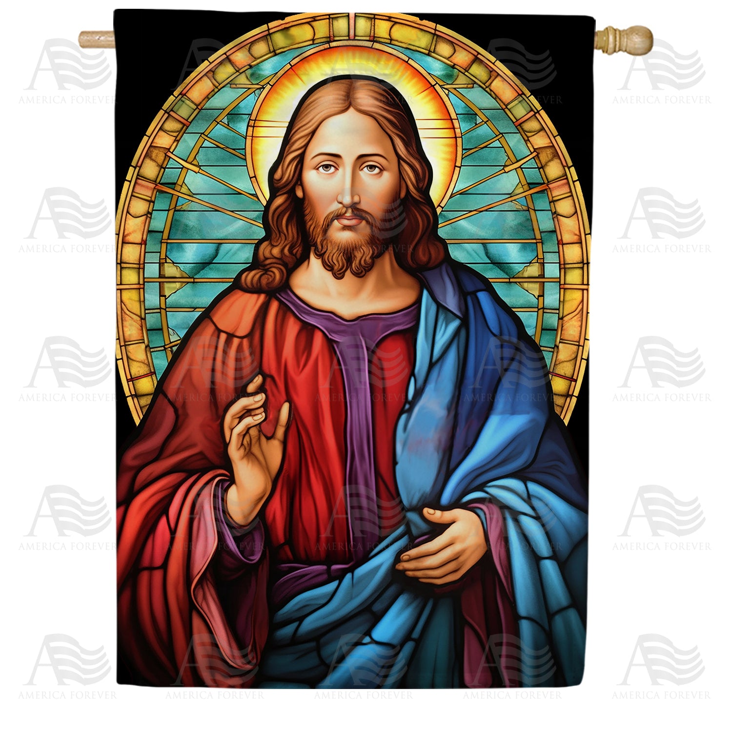 Jesus Glass Work Double Sided House Flag