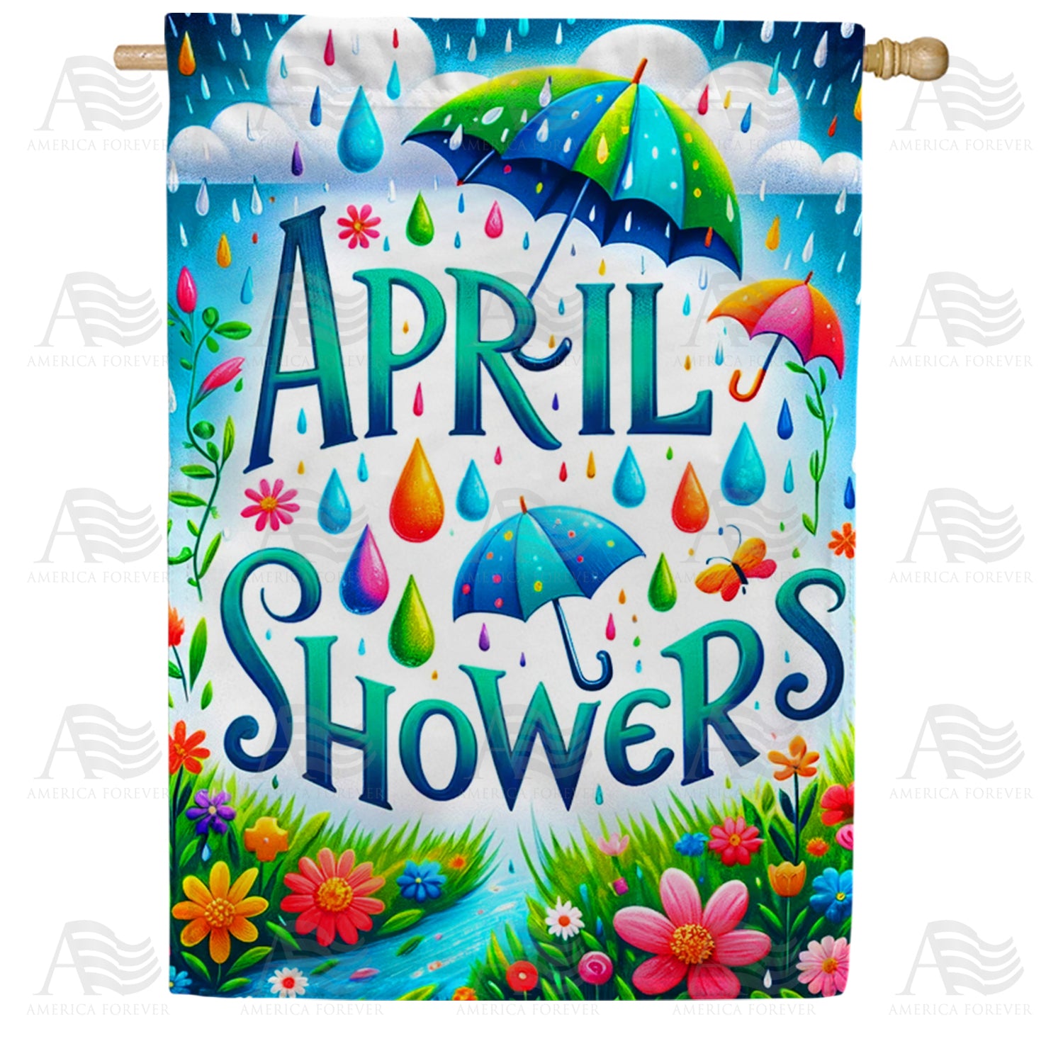 America Forever April Showers Double Sided House Flag
