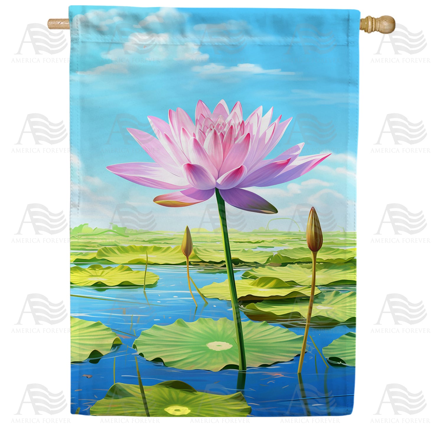 Serene Water Lily Double Sided House Flag