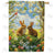 Bunnies Amidst Spring Blossoms Double Sided House Flag