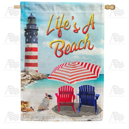 Life's A Beach Lighthouse Double Sided House Flag