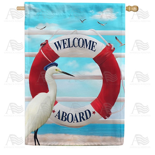 Welcome Aboard Stork Double Sided House Flag