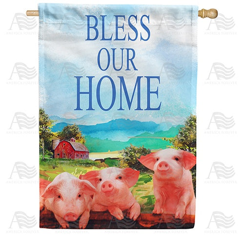 Bless Our Home - Piglets Double Sided House Flag