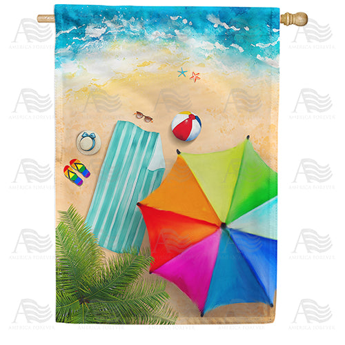 Drone Flying At Beach Double Sided House Flag