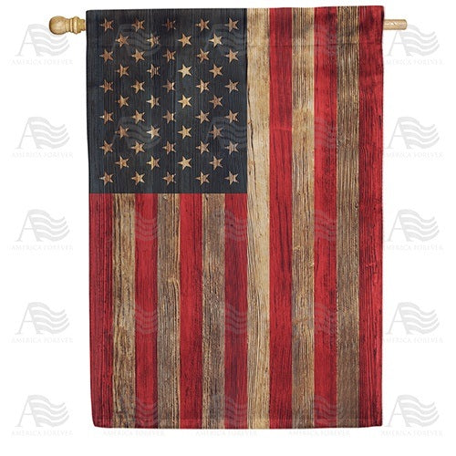 United States of America Wood-Style Double Sided House Flag