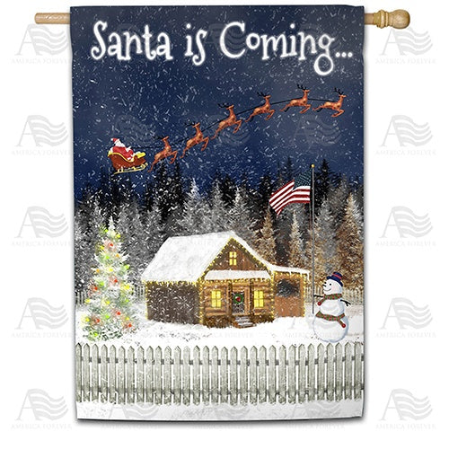 Santa is Coming Double Sided House Flag