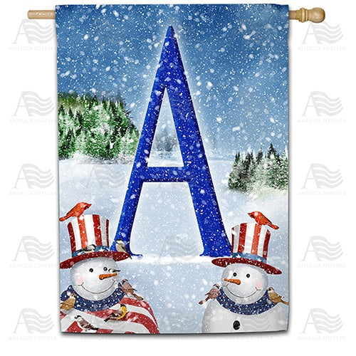 Uncle Snowman Double Sided Monogram House Flag