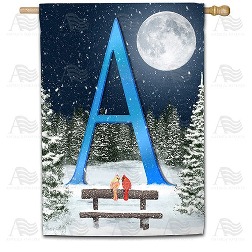 Winter Moon Double Sided Monogram House Flag