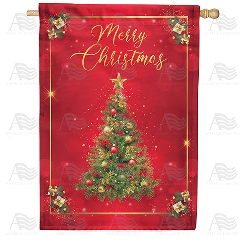 America Forever Merry Christmas Tree Double Sided House Flag