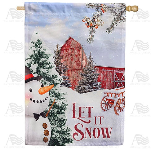 Let It Snow At The Barn Double Sided House Flag