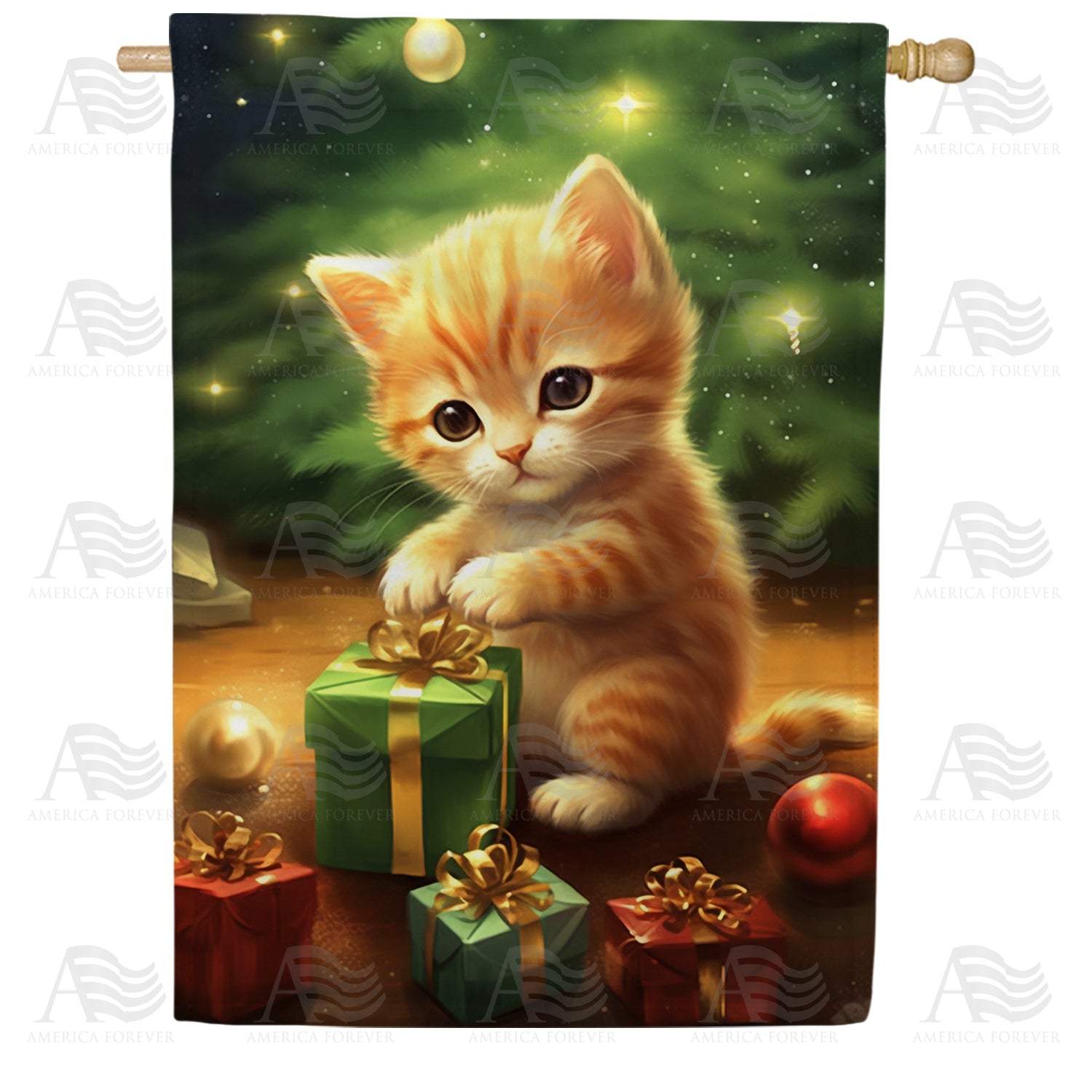 The Purrfect Present Double Sided House Flag