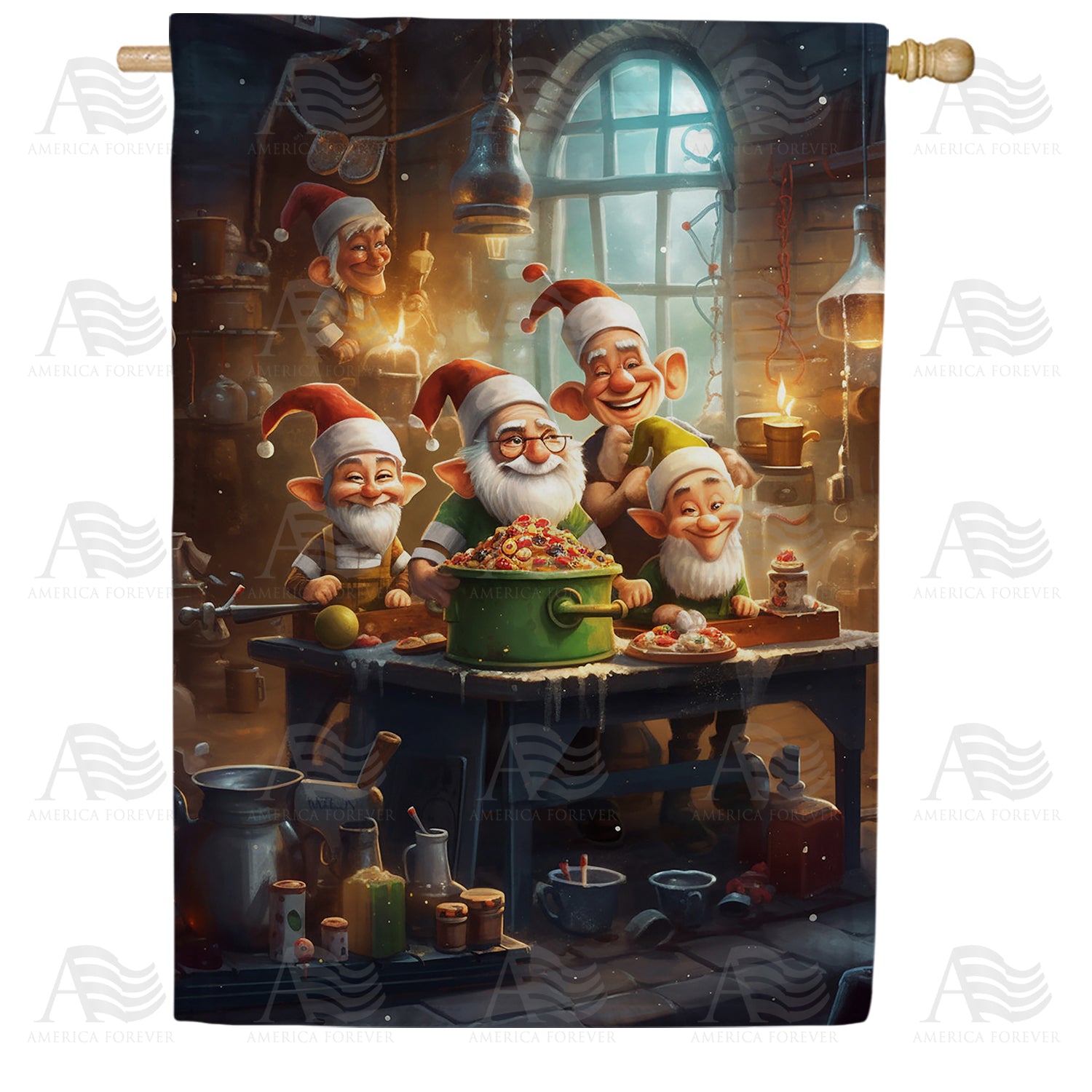 Elves Magical Kitchen Double Sided House Flag