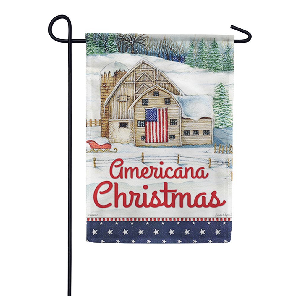 Americana Christmas Farmhouse Garden Flag