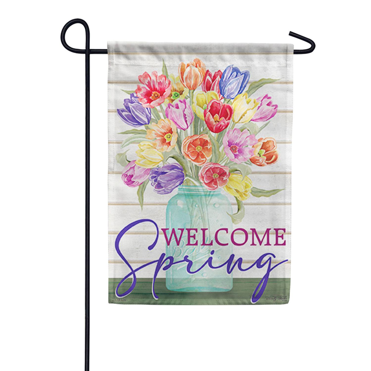 Welcome Spring Floral Garden Flag