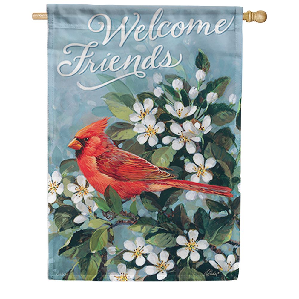 Welcome Friends Cardinal Double Sided House Flag