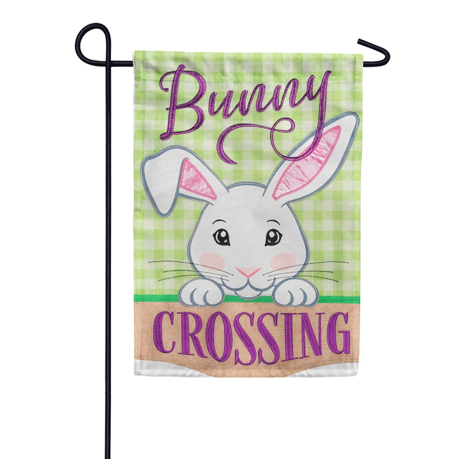 Bunny Crossing Applique Garden Flag