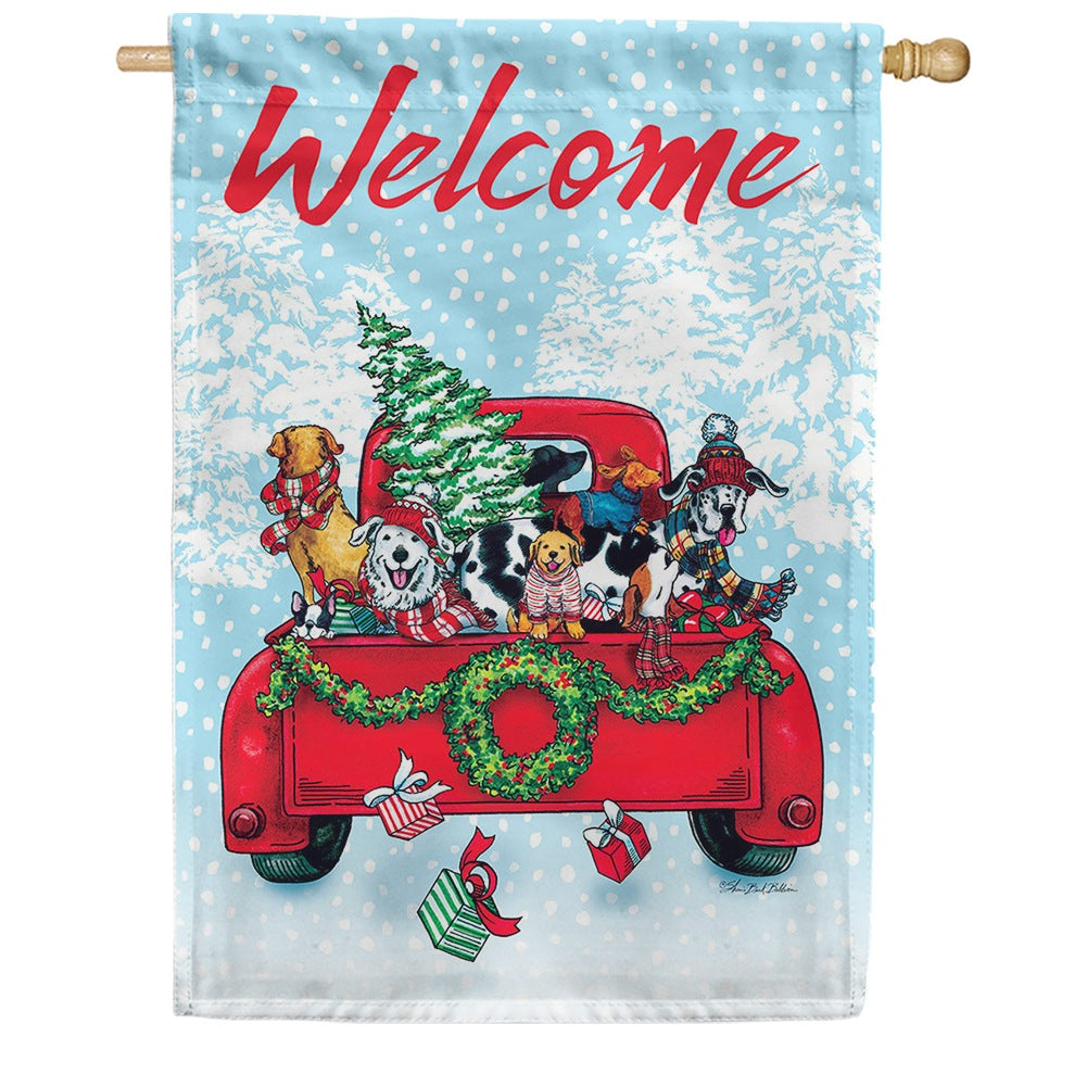 Puppy Truck Double Sided House Flag