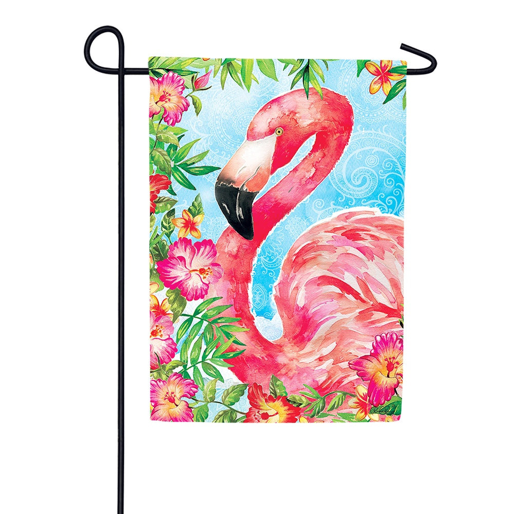 Floral Flamingo Tropical Garden Flag