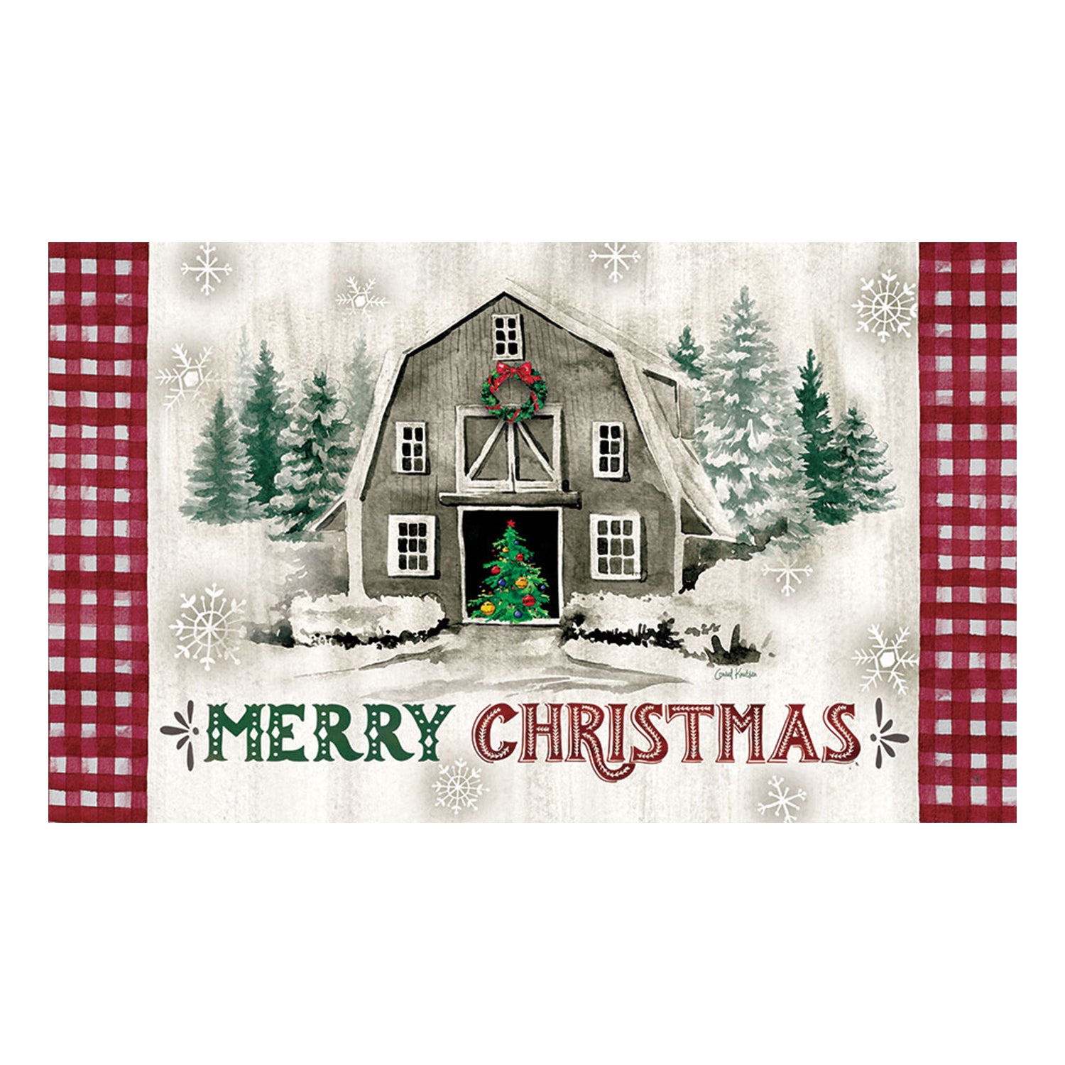 Merry Christmas Barn Doormat