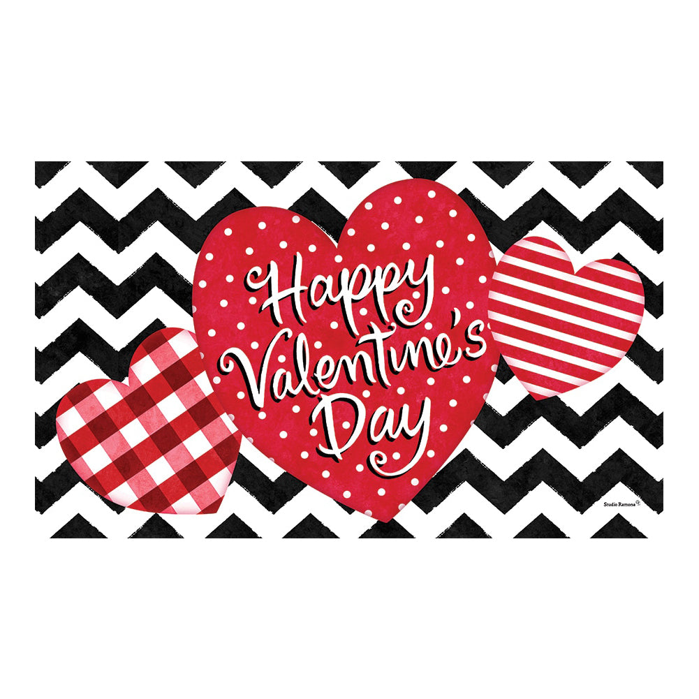 Patterned Hearts Valentine Doormat
