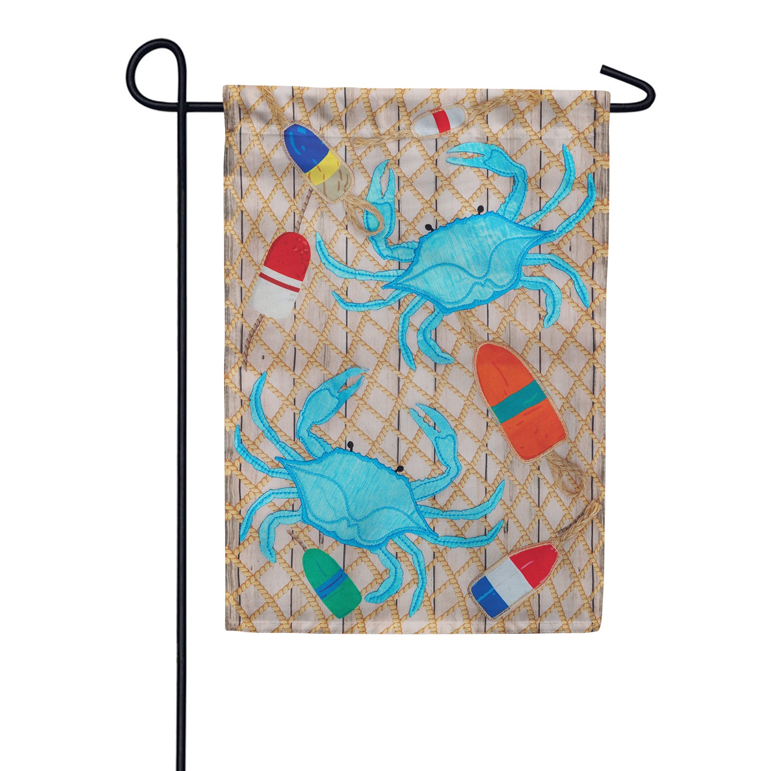 Crab Net Appliqued Garden Flag