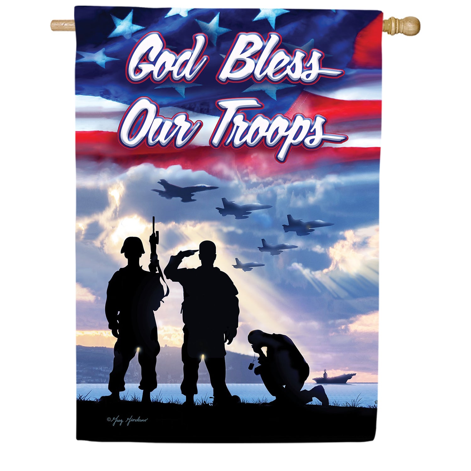 Bless Our Troops House Flag