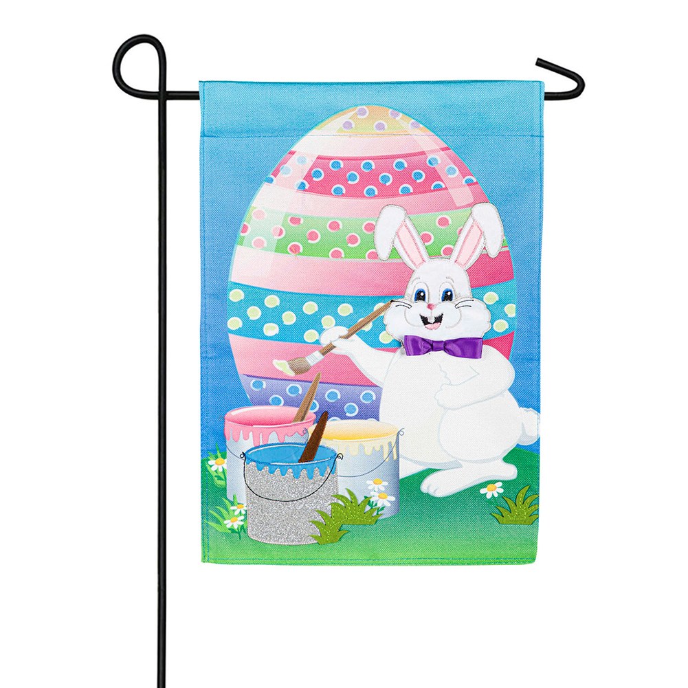 Bunny Painting Easter Egg Burlap Garden Flag