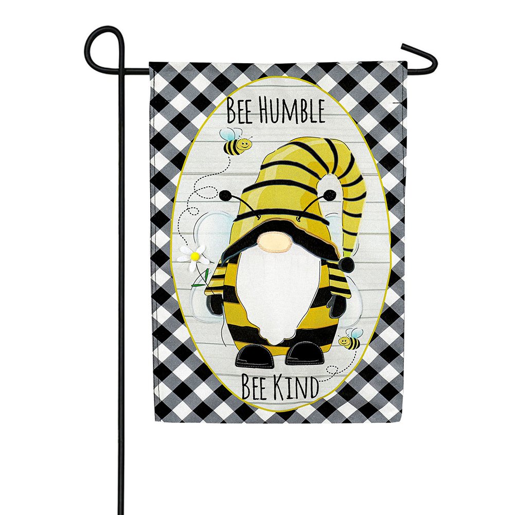 Bee Humble Bee Kind Gnome Burlap Double Sided Garden Flag
