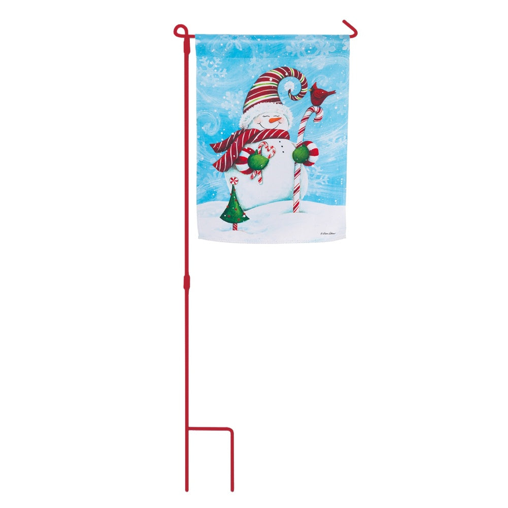 Candy Cane Snowman Flag With Stand