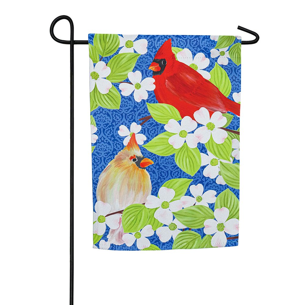 Cardinals In Love Suede Double Sided Garden Flag