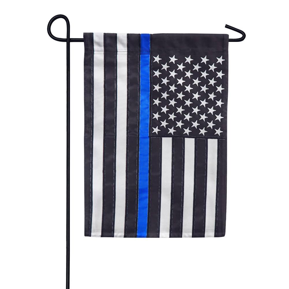 Thin Blue Line American Appliqued Garden Flag