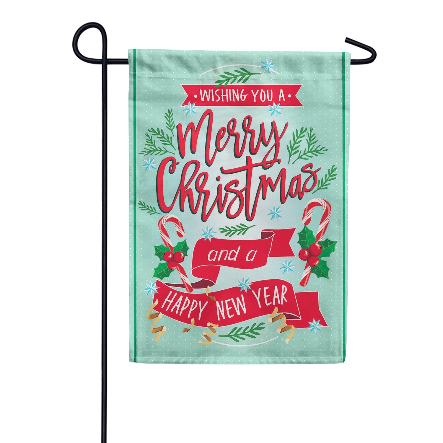 Merry Christmas and A Happy New Year Applique Garden Flag