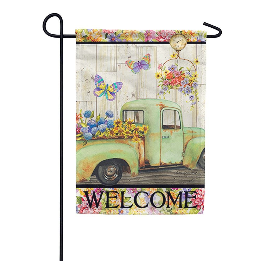 Fresh Flowers Welcome Double Sided Garden Flag