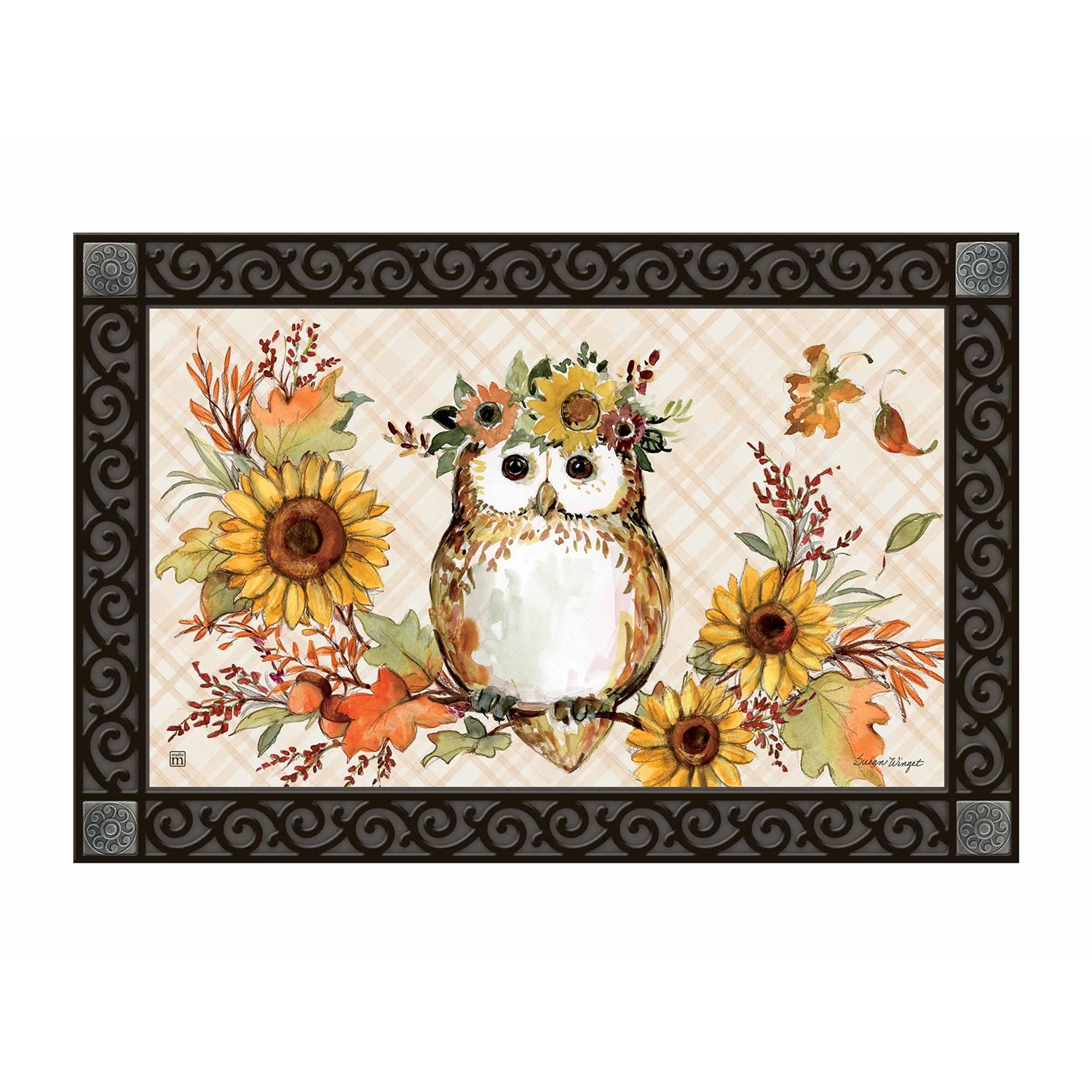 Autumn Owl Floral MatMate