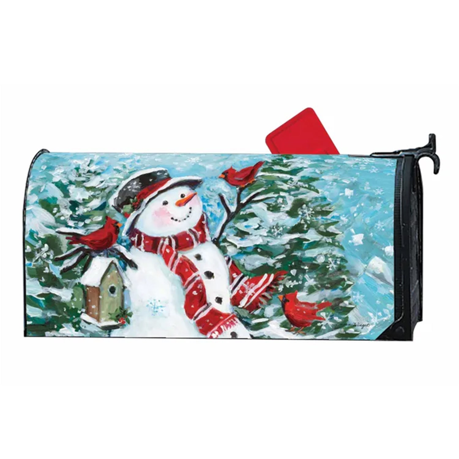 Snowman with Cardinals Large Mailwrap