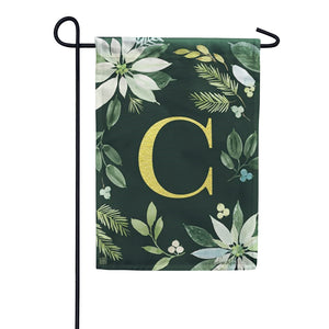 Poinsettia Joy Monogram Garden Flag