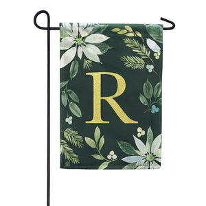 Poinsettia Joy Monogram Garden Flag