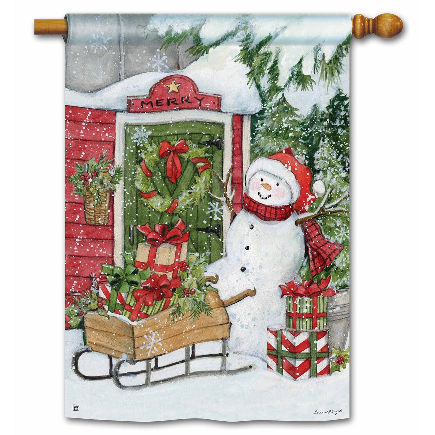 Snowman Special Delivery House Flag